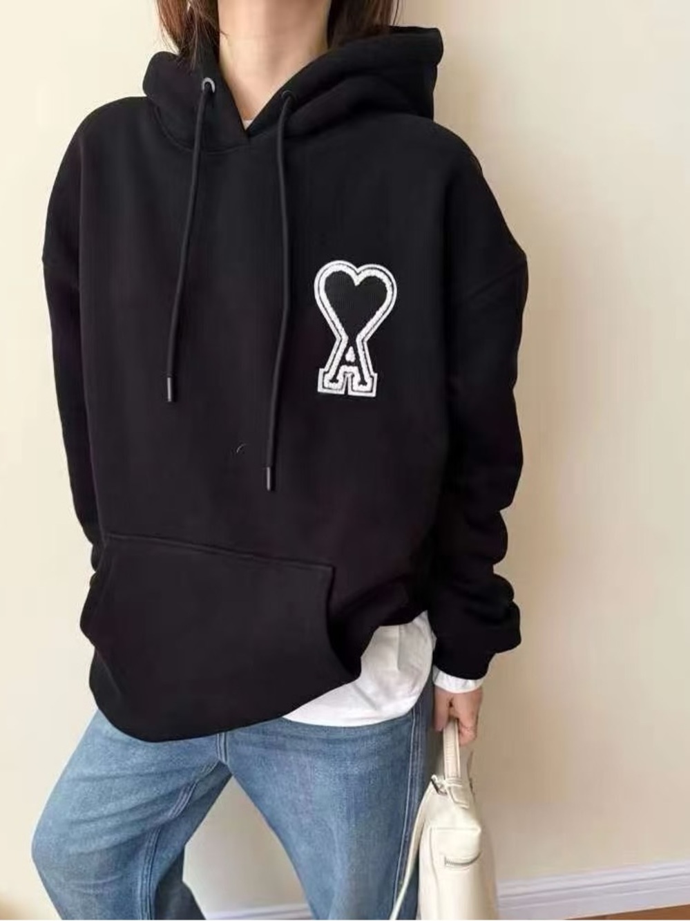 Ami Alexandre Mattiussi Black Heart Patch Hoodie